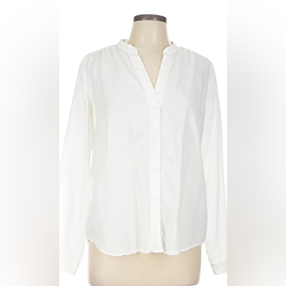cloth & stone White Ruffle Collar Button-Down Blouse